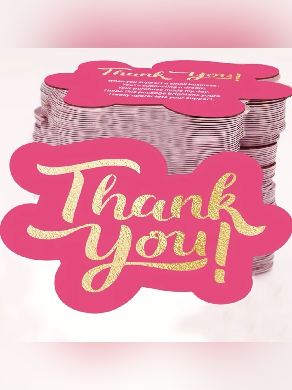 Pink Thank You Die-Cut Cards - 100 pack